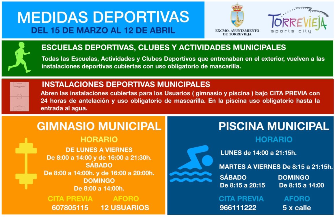 (Español) 📣 Información sobre las nuevas medidas a tomar por la Concejalía de Deportes ante la nueva normativa decretada por la Consellería de Salud de la Comunidad Valenciana en el ámbito deportivo. 📔‼️