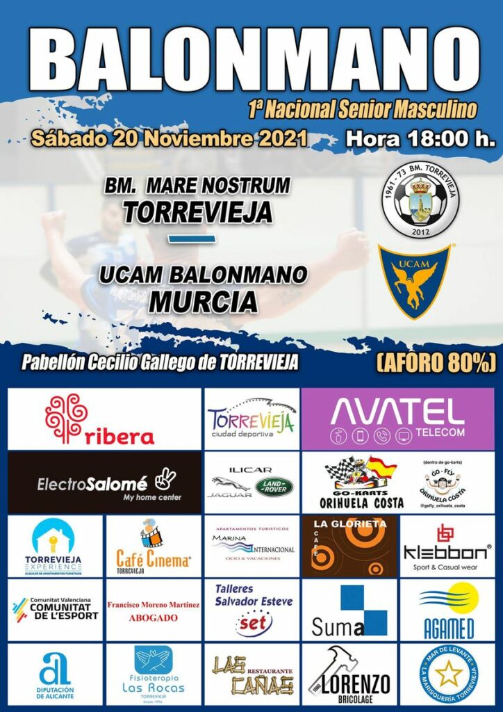 EL EQUIPO SÉNIOR MASCULINO DEL MARE NOSTRUM RECIBIRÁ AL UCAM BALONMANO