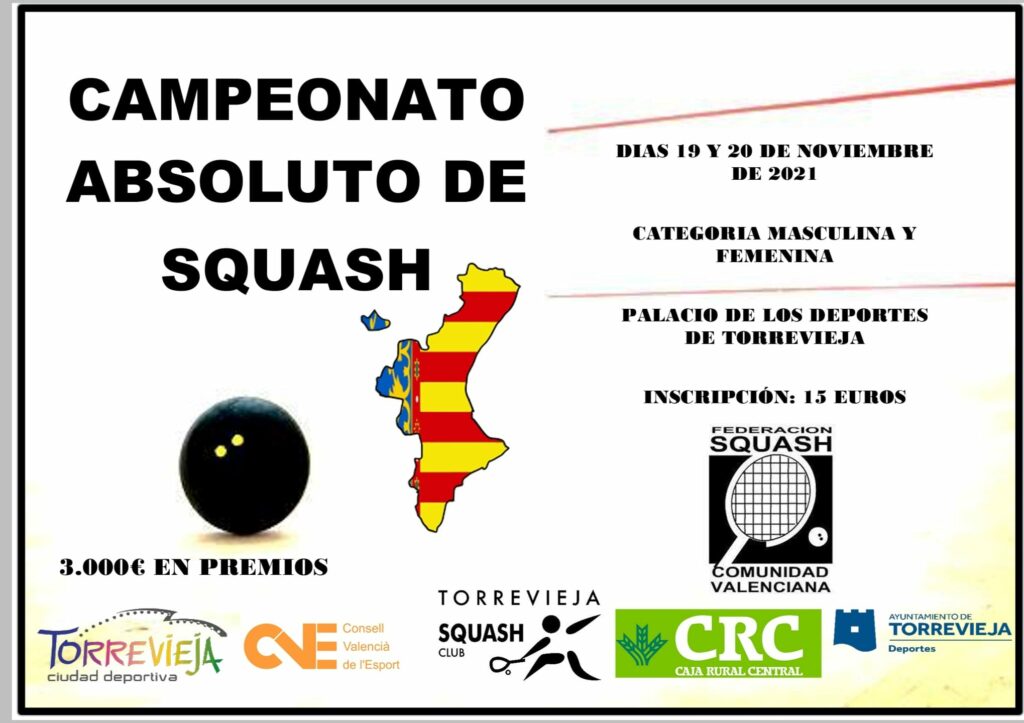 🏆CAMPEONATO ABSOLUTO DE SQUASH DE LA COMUNIDAD VALENCIANA 2021 MASCULINO Y FEMENINO.
