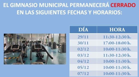 (Español) El Gimnasio municipal permanecerá cerrado en algunos horarios (Español) El Gimnasio municipal permanecerá cerrado en algunos horarios