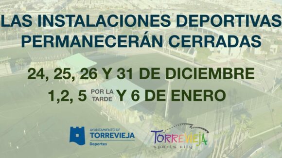 (Español) LAS INSTALACIONES DEPORTIVAS PERMANECERÁN CERRADAS EL 1, 2, 5 (POR LA TARDE) y 6 DE ENERO (Español) LAS INSTALACIONES DEPORTIVAS PERMANECERÁN CERRADAS EL 1, 2, 5 (POR LA TARDE) y 6 DE ENERO