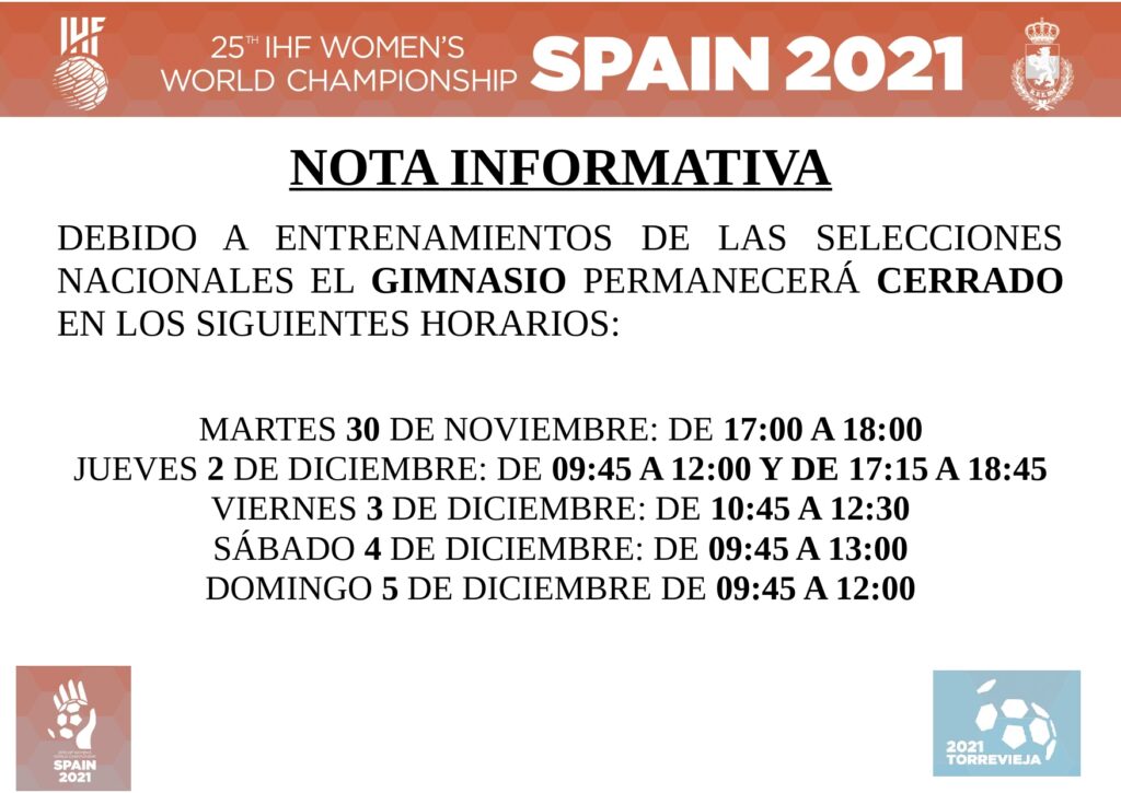 EL GIMNASIO MUNICIPAL PERMANECERÁ CERRADO EN ALGUNOS HORARIOS