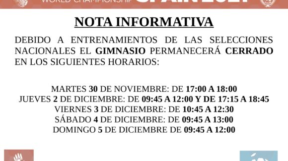 (Español) EL GIMNASIO MUNICIPAL PERMANECERÁ CERRADO EN ALGUNOS HORARIOS (Español) EL GIMNASIO MUNICIPAL PERMANECERÁ CERRADO EN ALGUNOS HORARIOS