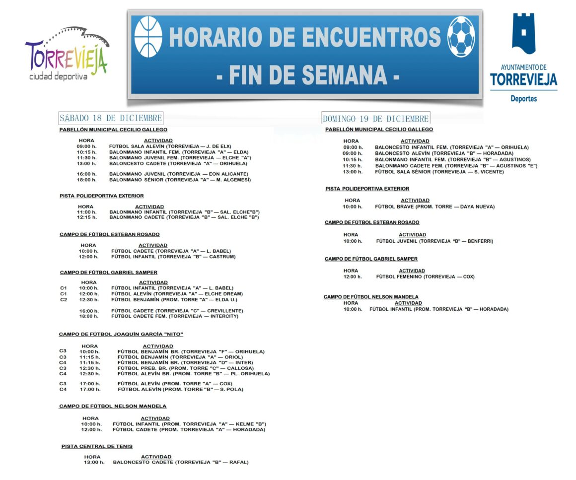 AGENDA DEL FIN DE SEMANA