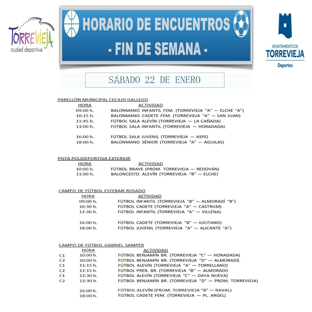 AGENDA DEPORTIVA PARA ESTE FIN DE SEMANA