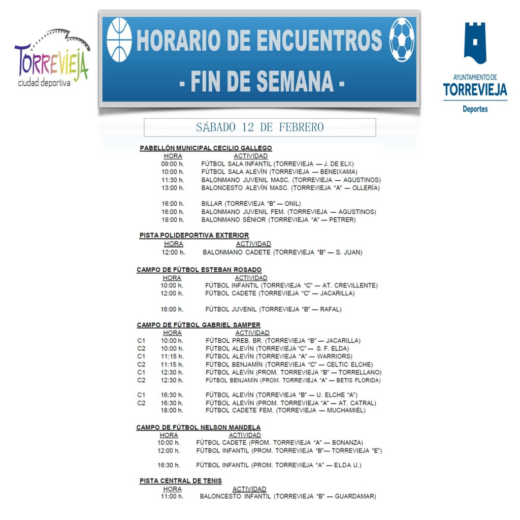 AGENDA DEPORTIVA PARA ESTE FIN DE SEMANA