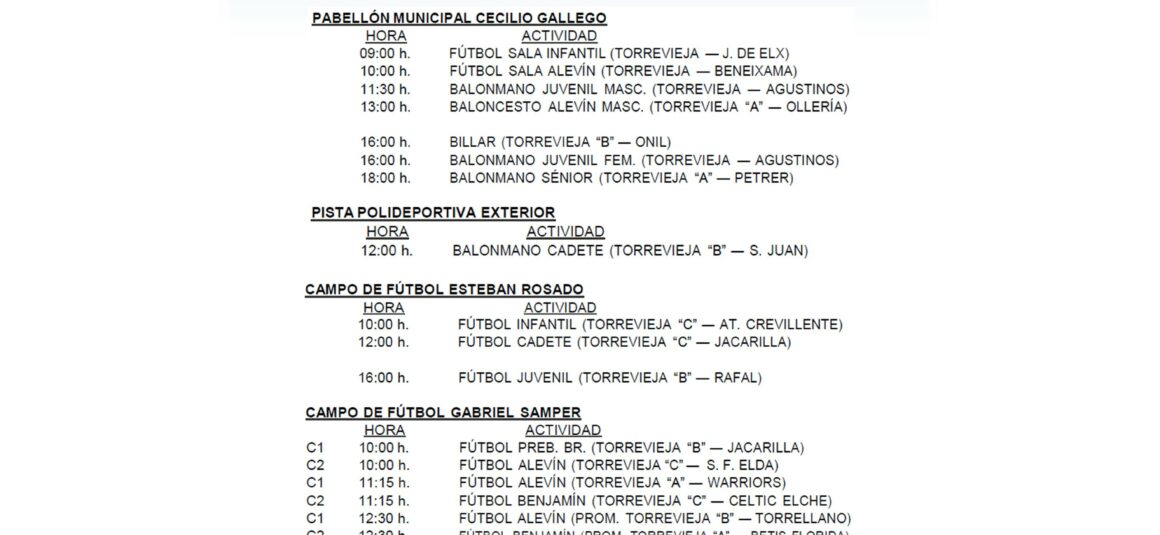 AGENDA DEPORTIVA PARA ESTE FIN DE SEMANA