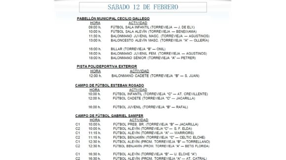 📆 ¡AGENDA DEPORTIVA PARA ESTE FIN DE SEMANA! 🤾⚽⛹🏻♀️🥎🏒🎾🏊🏻♀️🥅🚴♂️🎱 #TorreviejaEsDeporte 📆 ¡AGENDA DEPORTIVA PARA ESTE FIN DE SEMANA! 🤾⚽⛹🏻♀️🥎🏒🎾🏊🏻♀️🥅🚴♂️🎱 #TorreviejaEsDeporte
