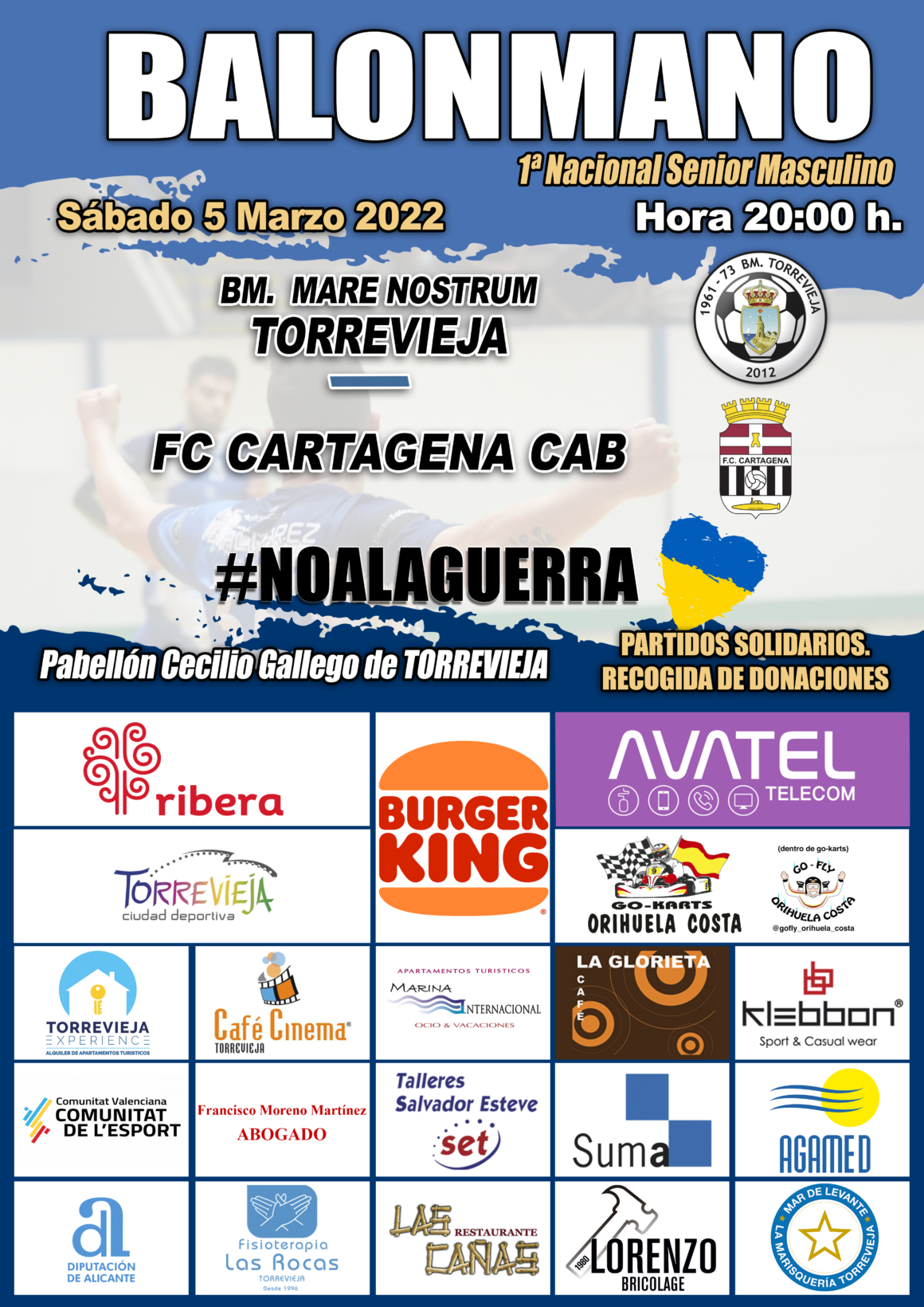 👉🏻El Club Balonmano Mare Nostrum Torrevieja recogerá donaciones de material para Ucrania🇺🇦