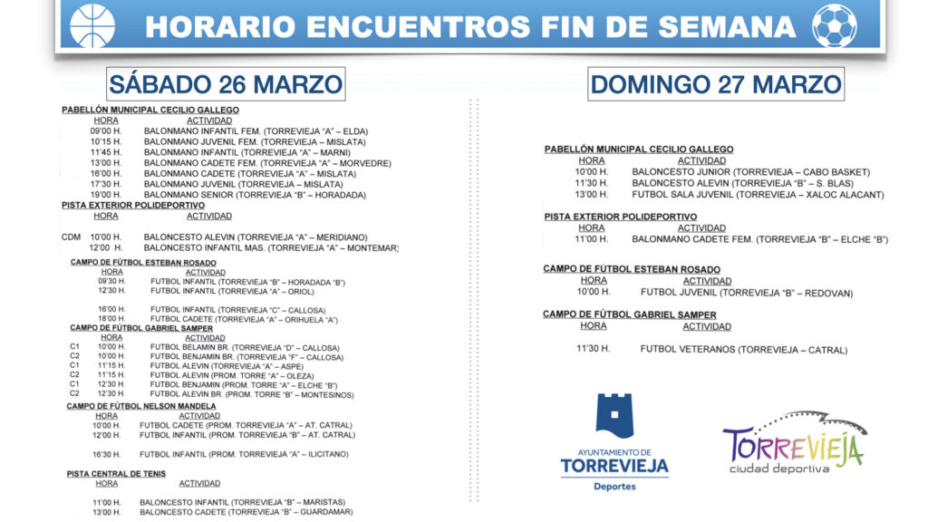 📆 ¡AGENDA DEPORTIVA PARA ESTE FIN DE SEMANA!