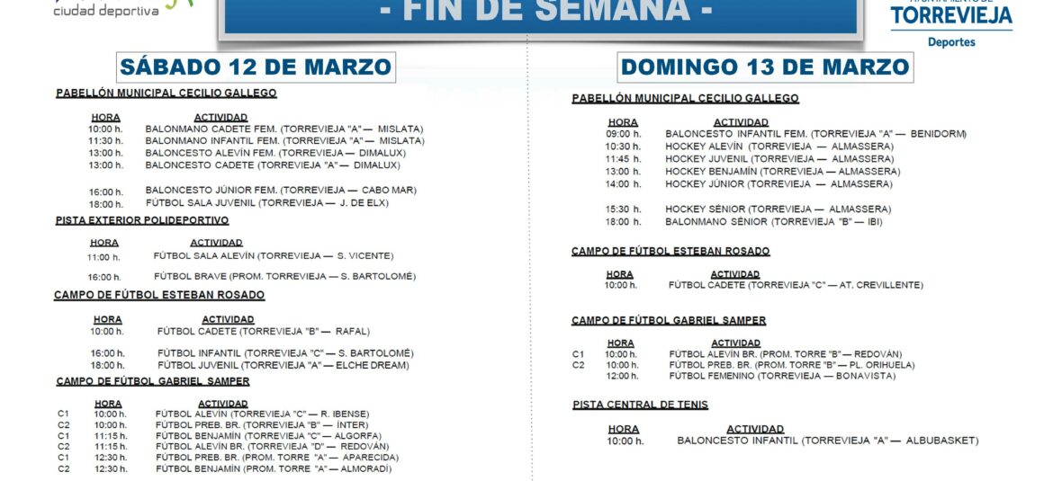 📆 ¡AGENDA DEPORTIVA PARA ESTE FIN DE SEMANA! ⛹🏻♀️🏀⛹🏼♂️⚽🥅🤾🏽♀️🏐🤾🏼♂️🎱🏒🏃🏻🎾⛳ 📆 ¡AGENDA DEPORTIVA PARA ESTE FIN DE SEMANA! ⛹🏻♀️🏀⛹🏼♂️⚽🥅🤾🏽♀️🏐🤾🏼♂️🎱🏒🏃🏻🎾⛳