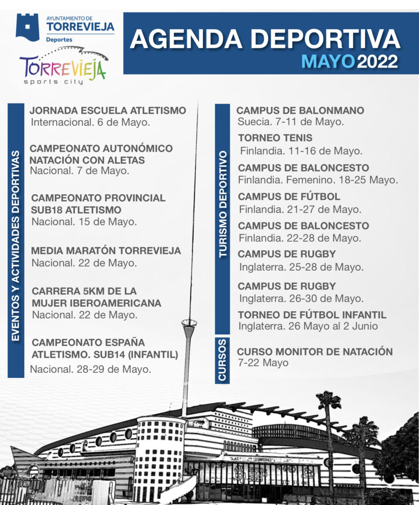 📆 ¡AGENDA DEPORTIVA DEL MES DE MAYO!⚽️⛹🏻‍♀️🏀🥅🏒🏓🚣‍♀️🏄‍♂️🚴🤾🏽‍♀️🏐🎱🏃🏻🎾🏉⛳🥊🥋🏊‍♀️🏆