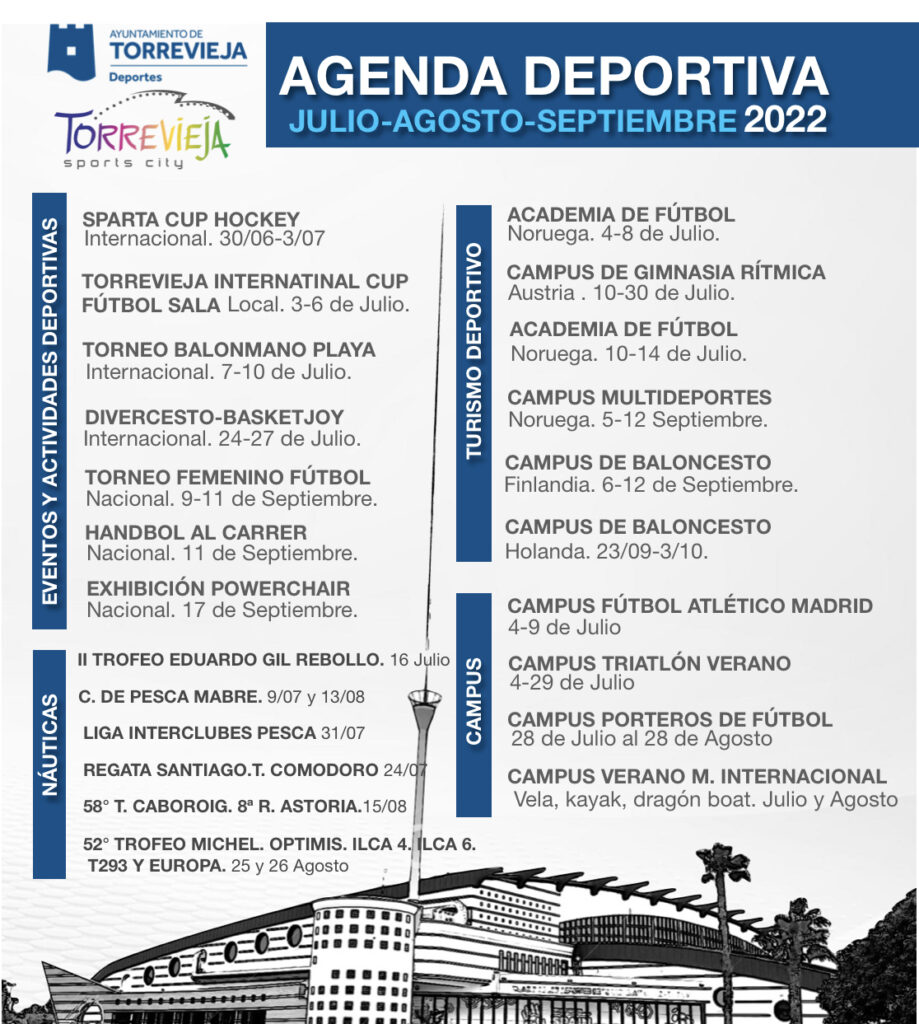 📆 ¡AGENDA DEPORTIVA. VERANO 2022! ⛹🏻‍♀️🏀🥅🤾🏽‍♀️🏐🤾🏼‍♂️🎱🏃🏻🎾🏉⛳