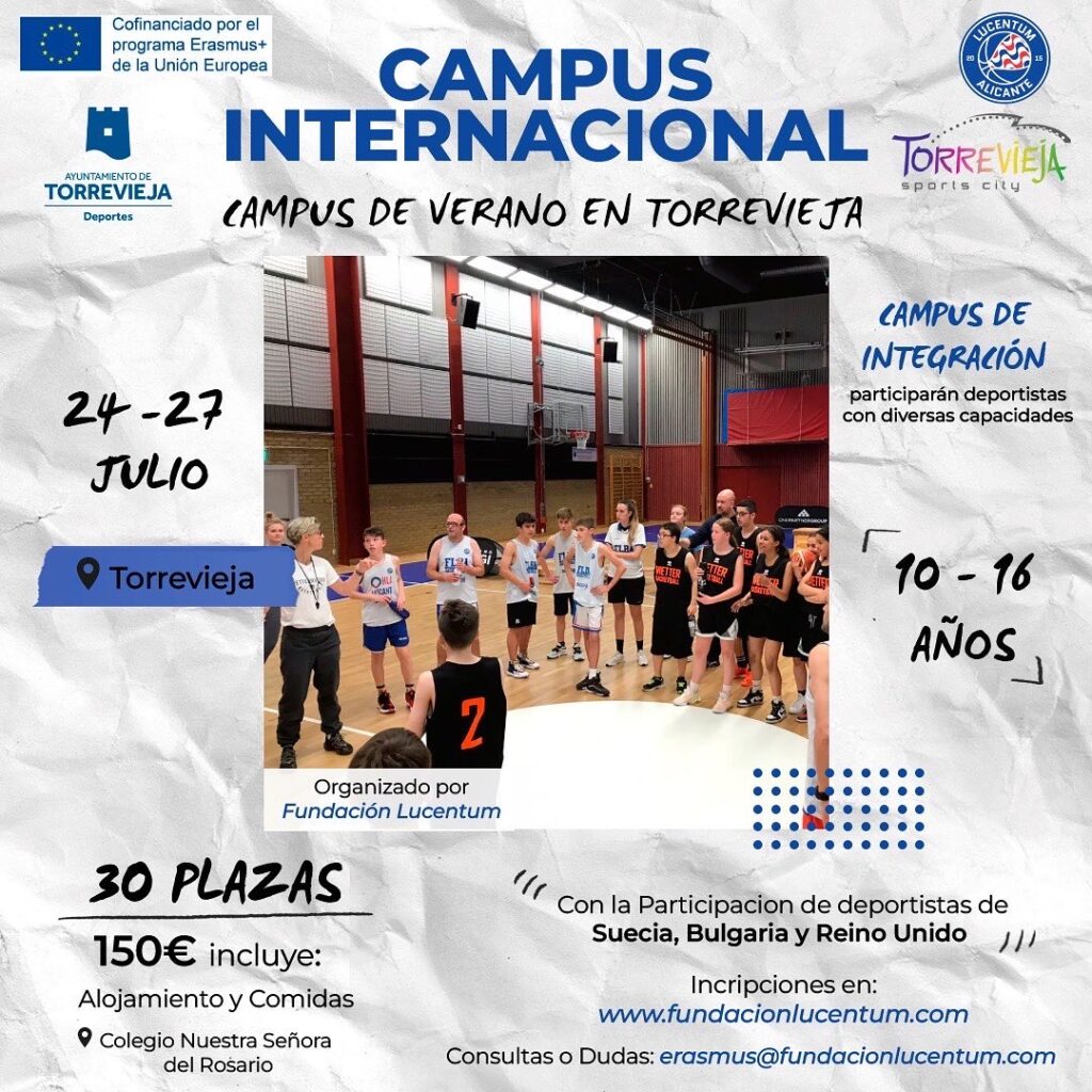 ⛹️La Fundación Lucentum inicia el primer Campus Internacional integrador en las instalaciones deportivas municipales de Torrevieja.