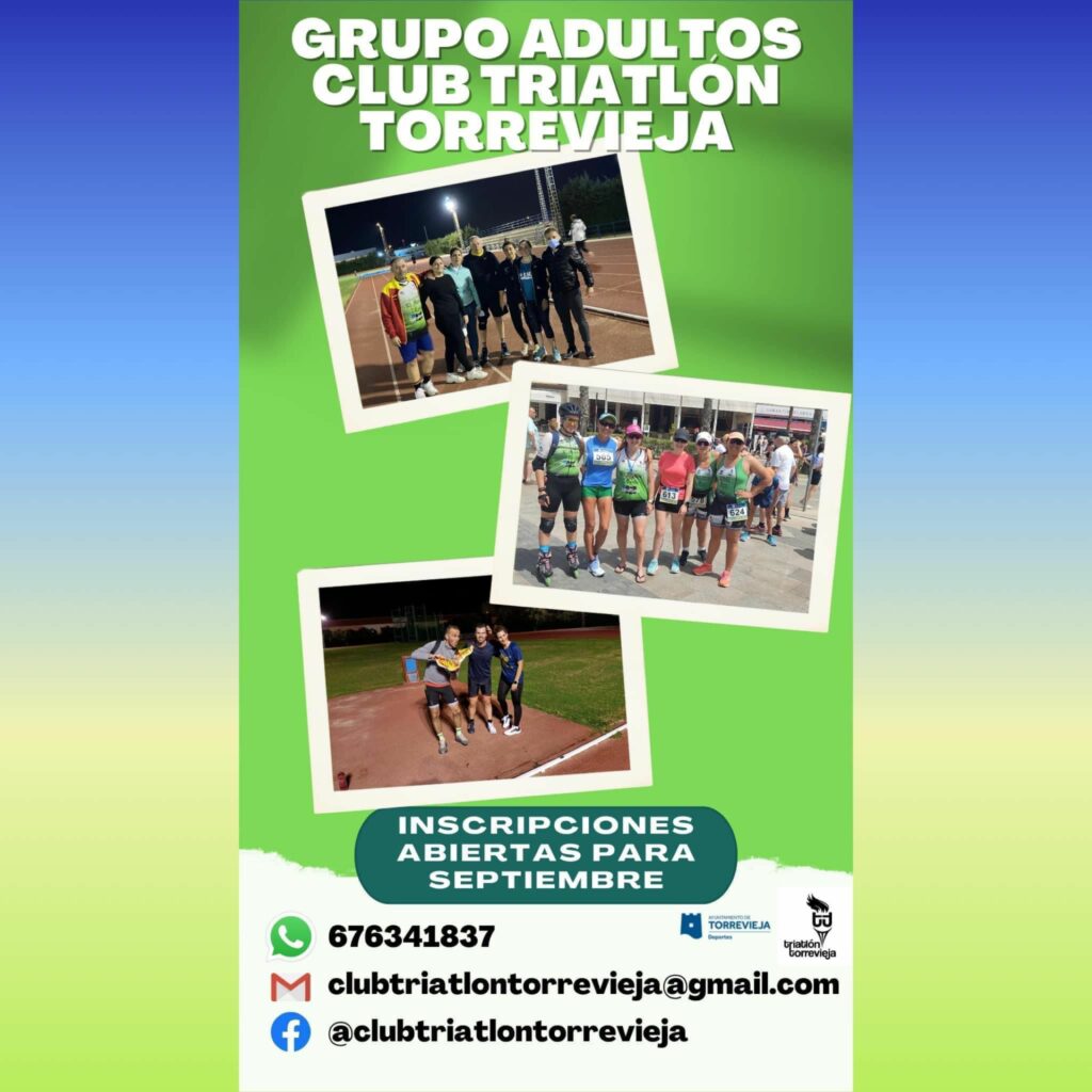 EN SEPTIEMBRE COMIENZAN LOS ENTRENAMIENTOS PARA ADULTOS DEL CLUB TRIATLÓN TORREVIEJA