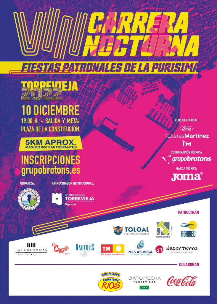 ✍️Torrevieja abre inscripciones de su VIII Carrera Nocturna Fiestas Patronales de la Purísima