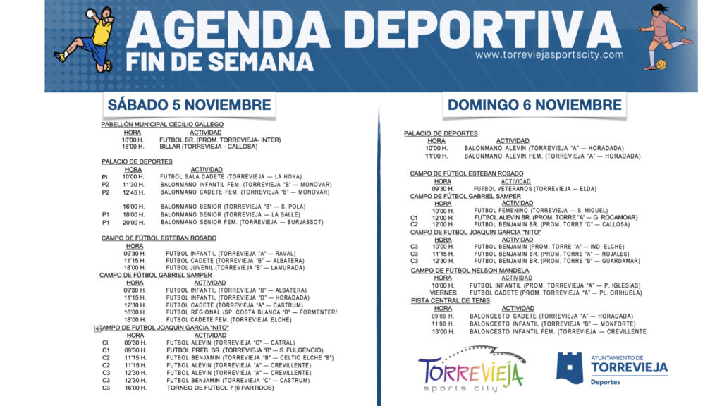 📆 ¡AGENDA DEPORTIVA PARA EL FIN DE SEMANA!