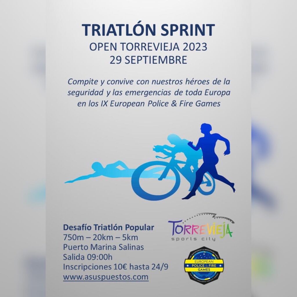 Juegos Europeos de Policías y Bomberos 2023 ‍♂️‍♀️Triatlón Sprint Open Torrevieja 2023