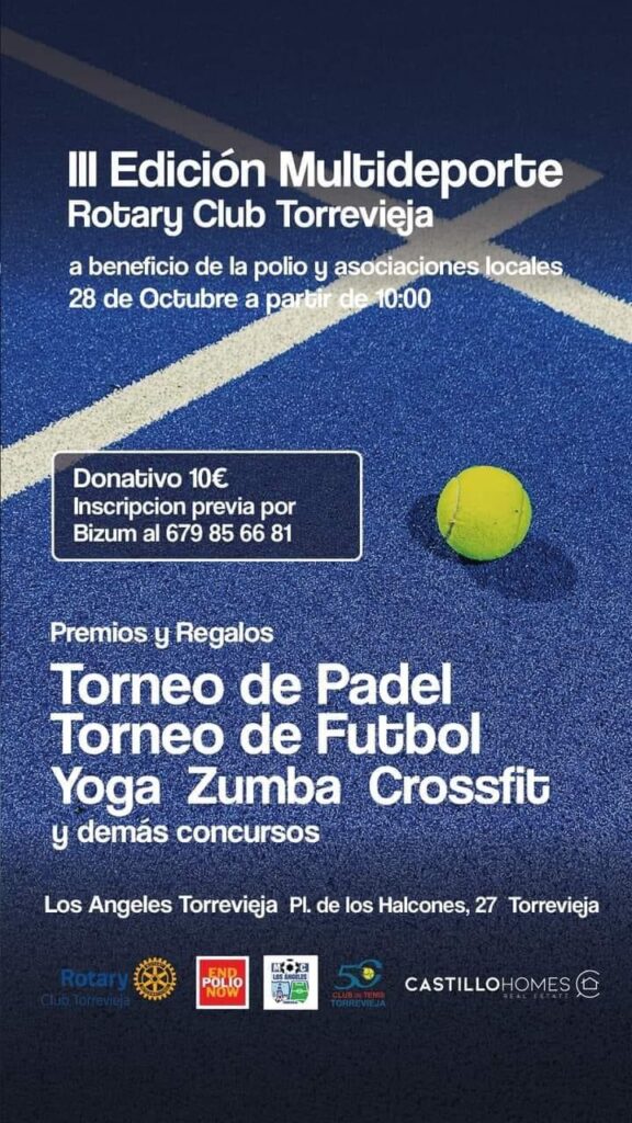 III JORNADA MULTIDEPORTE CONTRA LA POLIO Y PARA LAS ASOCIACIONES LOCALES DE ROTARY CLUB TORREVIEJA