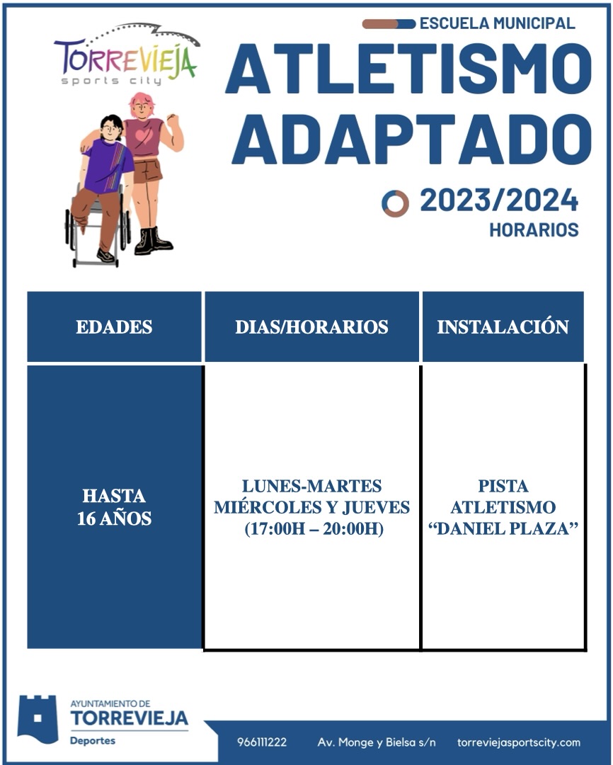 (Español) 2 últimas plazas para la Escuela Municipal de Atletismo Adaptado de Torrevieja
