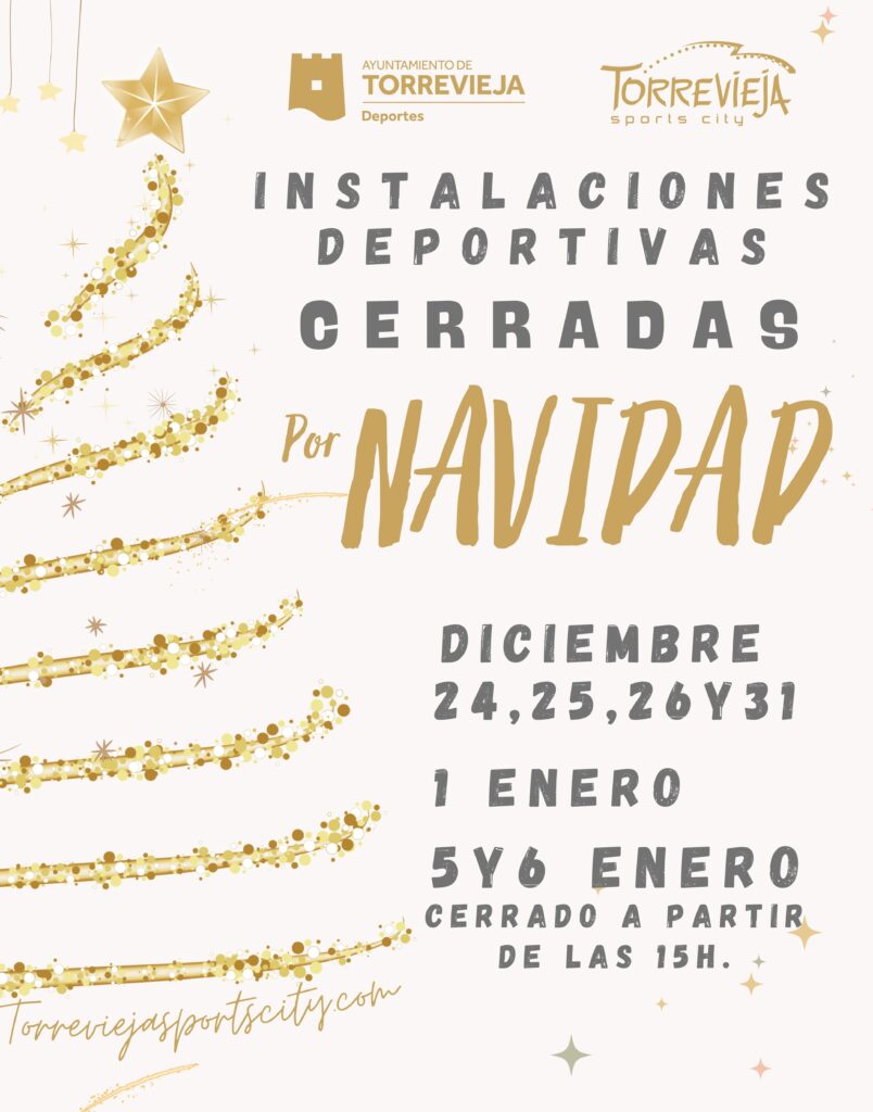 Instalaciones deportivas cerradas Navidad 2023