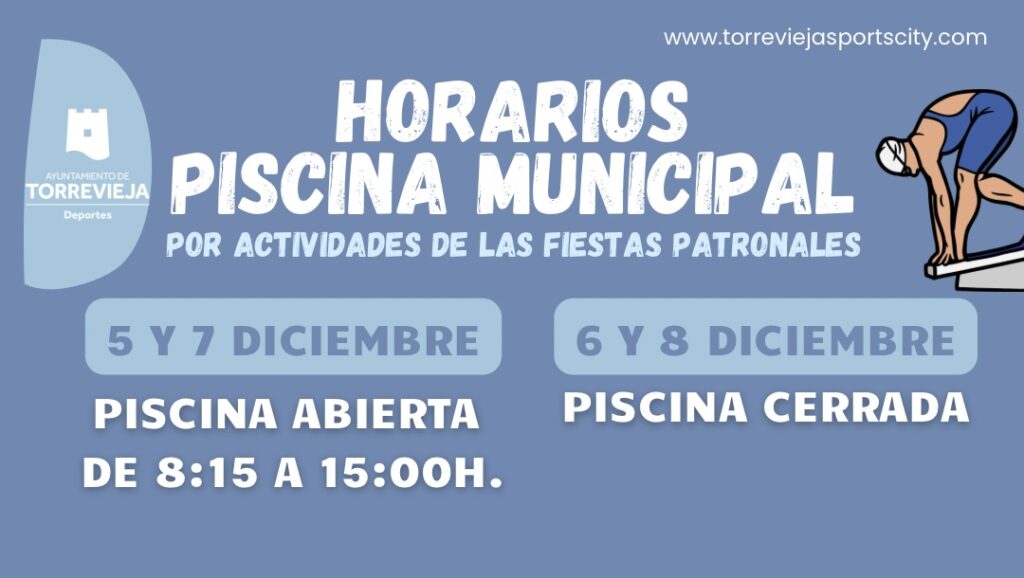 Horario especial de la piscina Municipal por actividades de Fiestas Patronales.