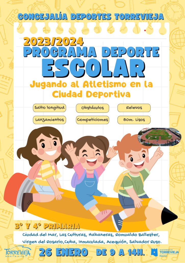 Arrancamos el programa DEPORTE ESCOLAR en 2024 con la actividad “JUGANDO AL ATLETISMO EN LA CIUDAD DEPORTIVA”.‍♂️‍♀️