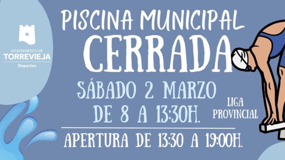 Piscina Cerrada sábado 2 marzo por competición.