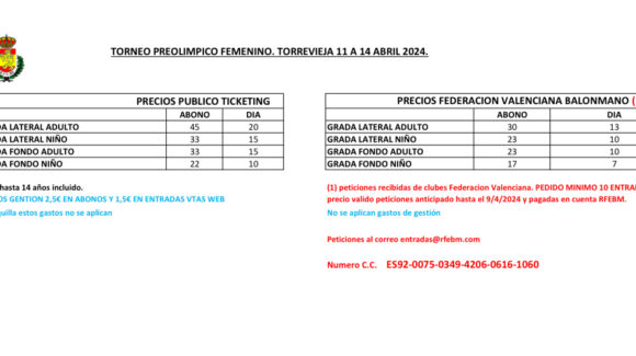Oferta de entradas para el preolímpico exclusiva para los clubes de balonmano de la Comunidad.