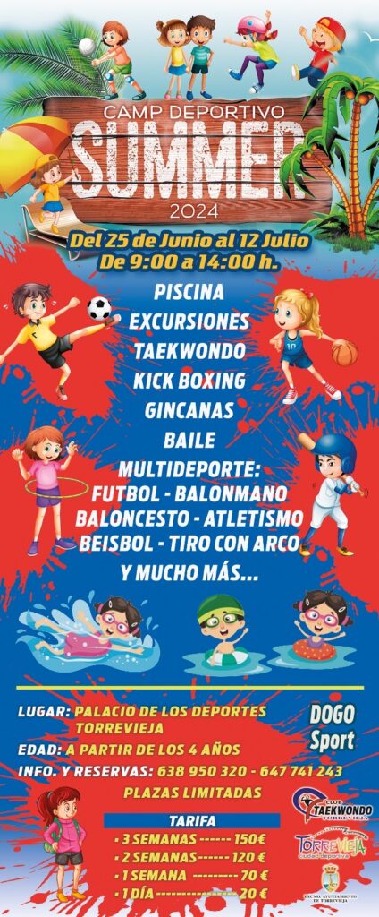 Abierto el plazo de inscripción para el CAMPUS DE VERANO organizado por el Club Taekwondo Torrevieja!!