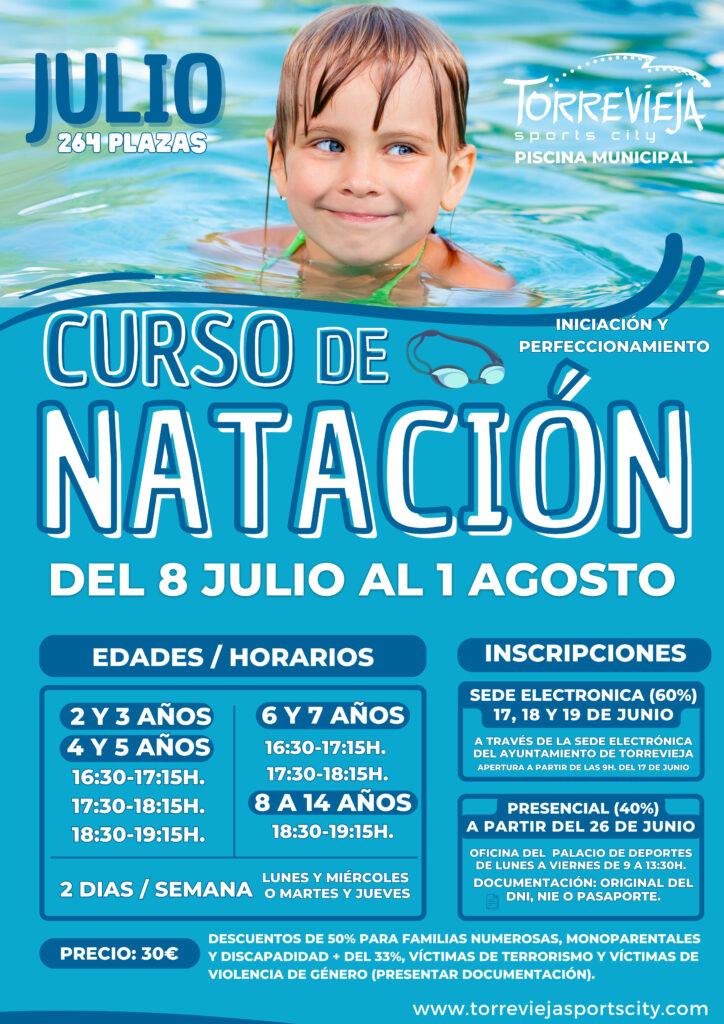 EL PRÓXIMO LUNES, 17 DE JUNIO, SE ABRE EL PLAZO DE INSCRIPCIÓN PARA EL CURSO DE NATACIÓN DE JULIO