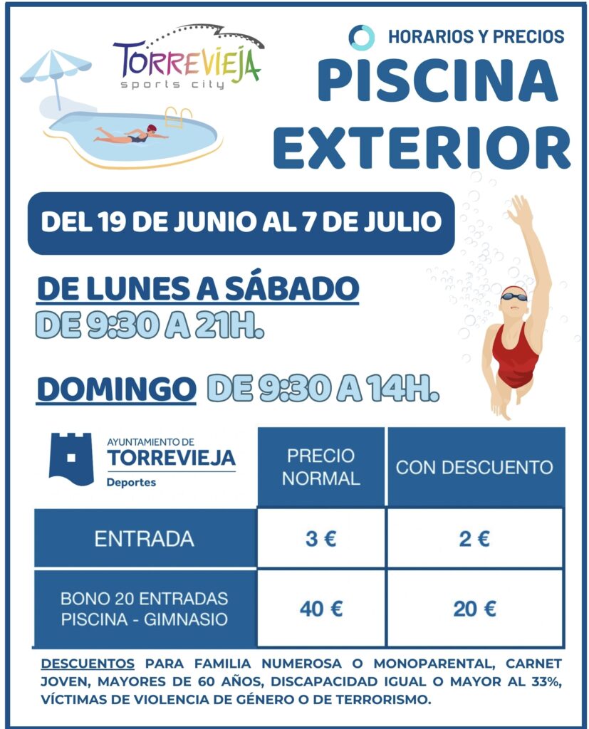 ‍♂️Ven a nadar a la PISCINA MUNICIPAL EXTERIOR de Torrevieja!