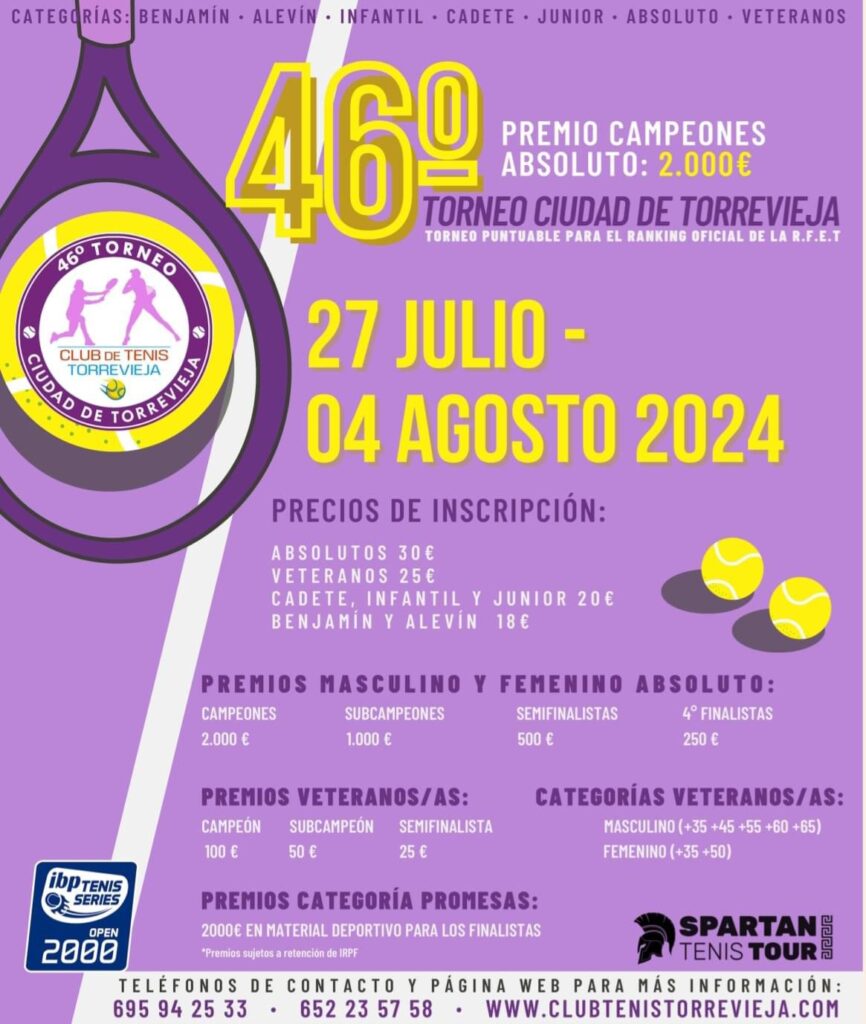 ¡Inscripciones abiertas para el 46º Torneo Ciudad de Torrevieja!