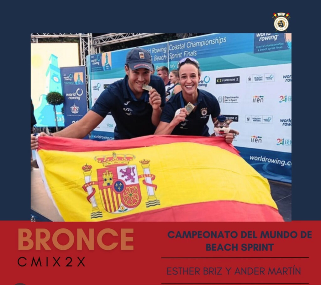 Ander Martín consigue el bronce junto an Esther Briz en el Mundial de Remo de Beach Sprint de Génova.