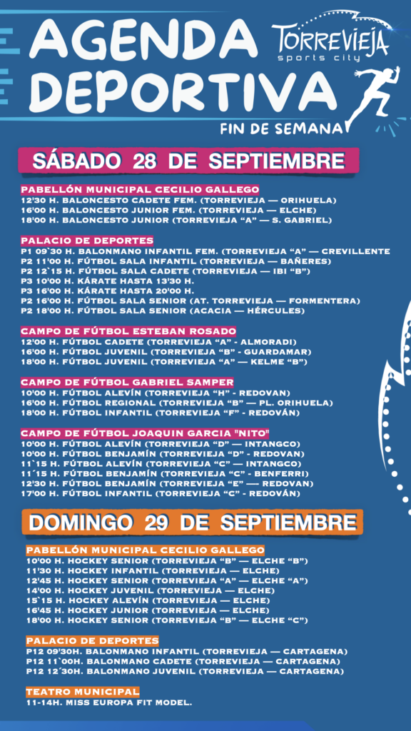 ¡AGENDA DEPORTIVA PARA ESTE FIN DE SEMANA!