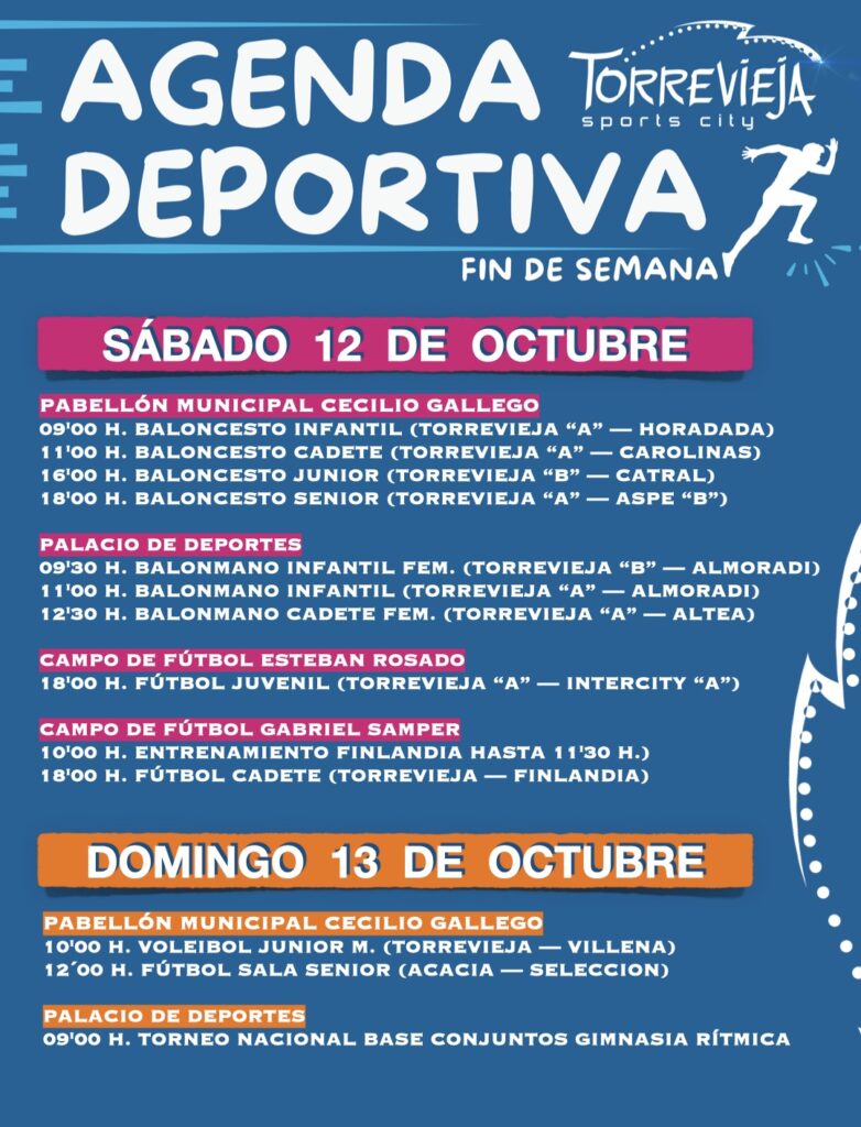 ¡AGENDA DEPORTIVA PARA ESTE FIN DE SEMANA!