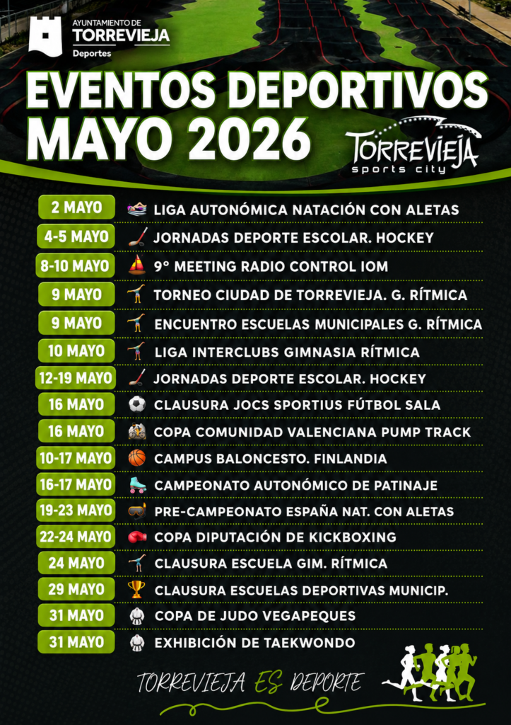 🏅📅 TORREVIEJA PRESENTA SU AGENDA DEPORTIVA DE MAYO 2026