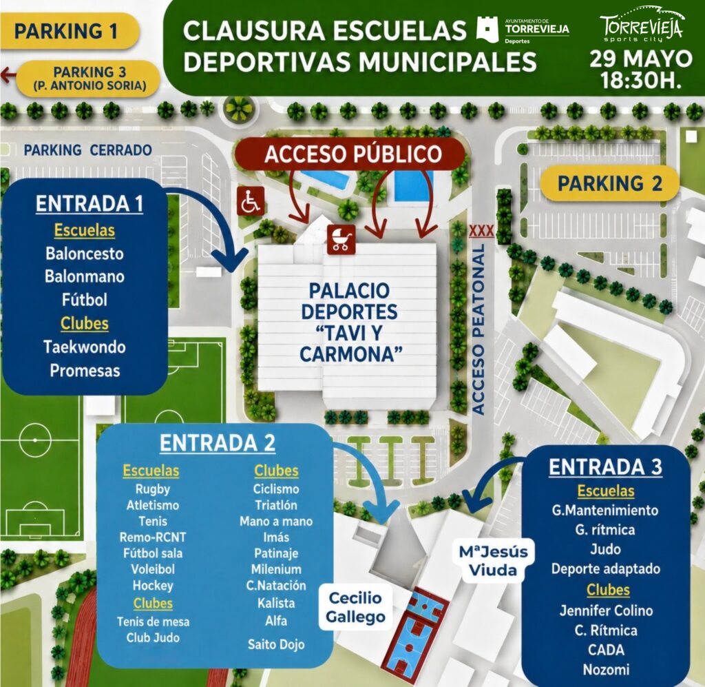 🏟️🎉 ¡Todo preparado para la gran Clausura de las Escuelas Deportivas Municipales de Torrevieja!
