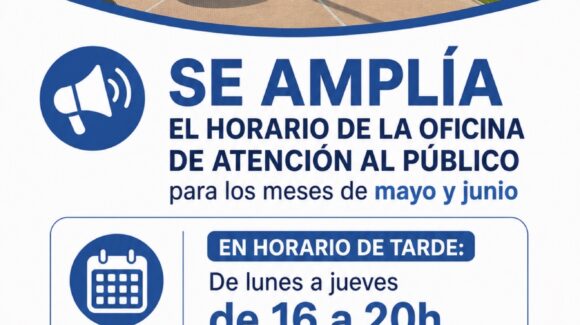 Ampliamos horario de oficina de atención al público Ampliamos horario de oficina de atención al público