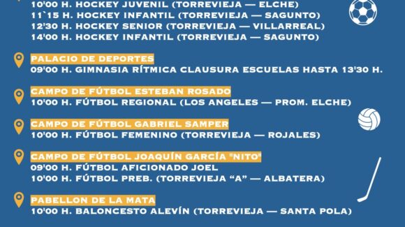 📅 AGENDA DEPORTIVA | FIN DE SEMANA EN TORREVIEJA 📅 AGENDA DEPORTIVA | FIN DE SEMANA EN TORREVIEJA