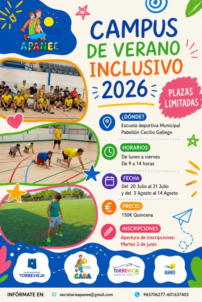 🌞🏀⚽ ¡Vuelve el Campus de Verano Inclusivo 2026 a Torrevieja! 💙💚🧡