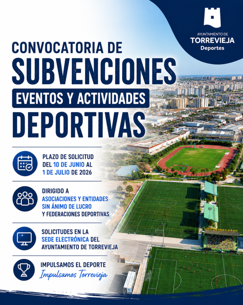 🏆Convocatoria de subvenciones para la realización de eventos y actividades deportivas en Torrevieja Ejercicio 2026