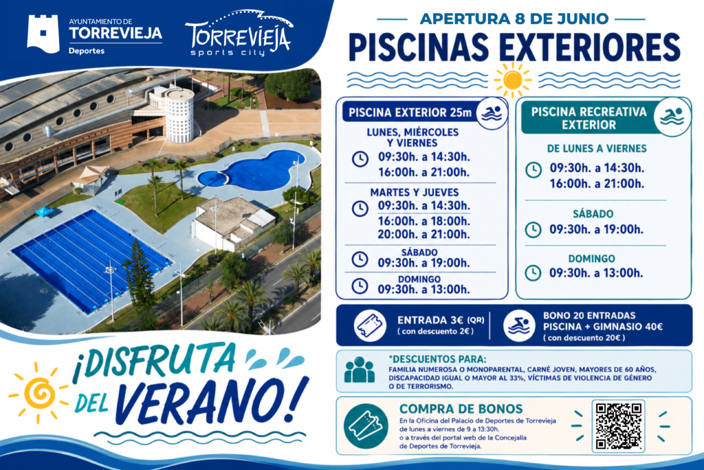 ☀️🏊♀️ ¡El verano comienza en las Piscinas Exteriores de Torrevieja! 🏊♂️☀️