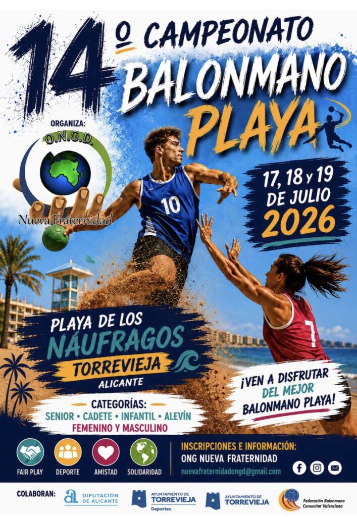 🏖️ Torrevieja volverá a convertirse en la capital del balonmano playa con la celebración del XIV Campeonato de Balonmano Playa