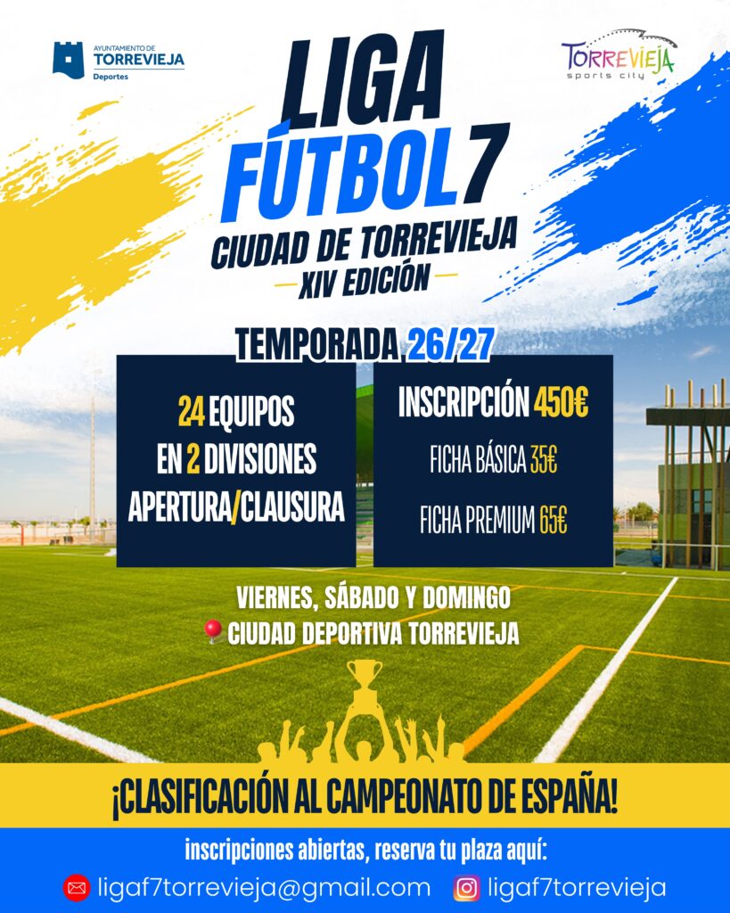 Llega la XIV Edición de la Liga Fútbol 7 Ciudad de Torrevieja.
