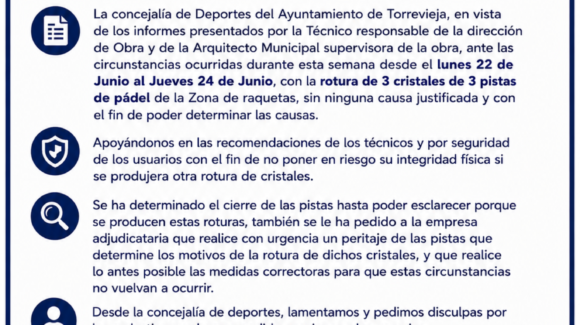 🚨CIERRE POR SEGURIDAD DE LOS USUAROS DE LAS PISTAS DE PADEL. 🚨CIERRE POR SEGURIDAD DE LOS USUAROS DE LAS PISTAS DE PADEL.