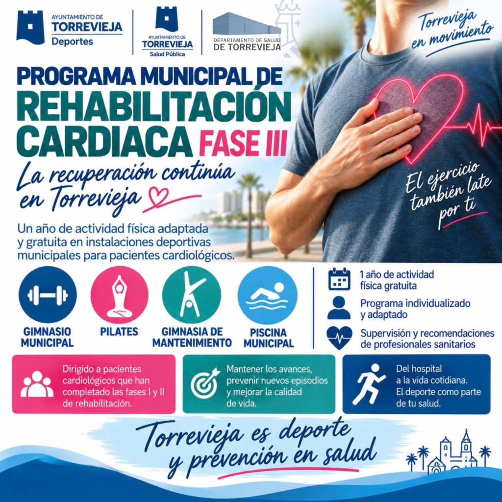 ❤️ TORREVIEJA PONDRÁ EN MARCHA EN OCTUBRE UN PROGRAMA DE REHABILITACIÓN CARDIACA PARA DAR CONTINUIDAD A LA RECUPERACIÓN DE LOS PACIENTES