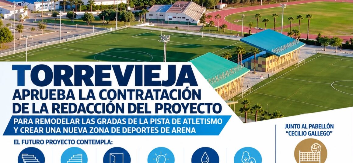 🏟️ TORREVIEJA APRUEBA LA CONTRATACIÓN DE LA REDACCIÓN DEL PROYECTO PARA REMODELAR LAS GRADAS DE LA PISTA DE ATLETISMO Y CREAR UNA NUEVA ZONA DE DEPORTES DE ARENA 🏟️ TORREVIEJA APRUEBA LA CONTRATACIÓN DE LA REDACCIÓN DEL PROYECTO PARA REMODELAR LAS GRADAS DE LA PISTA DE ATLETISMO Y CREAR UNA NUEVA ZONA DE DEPORTES DE ARENA