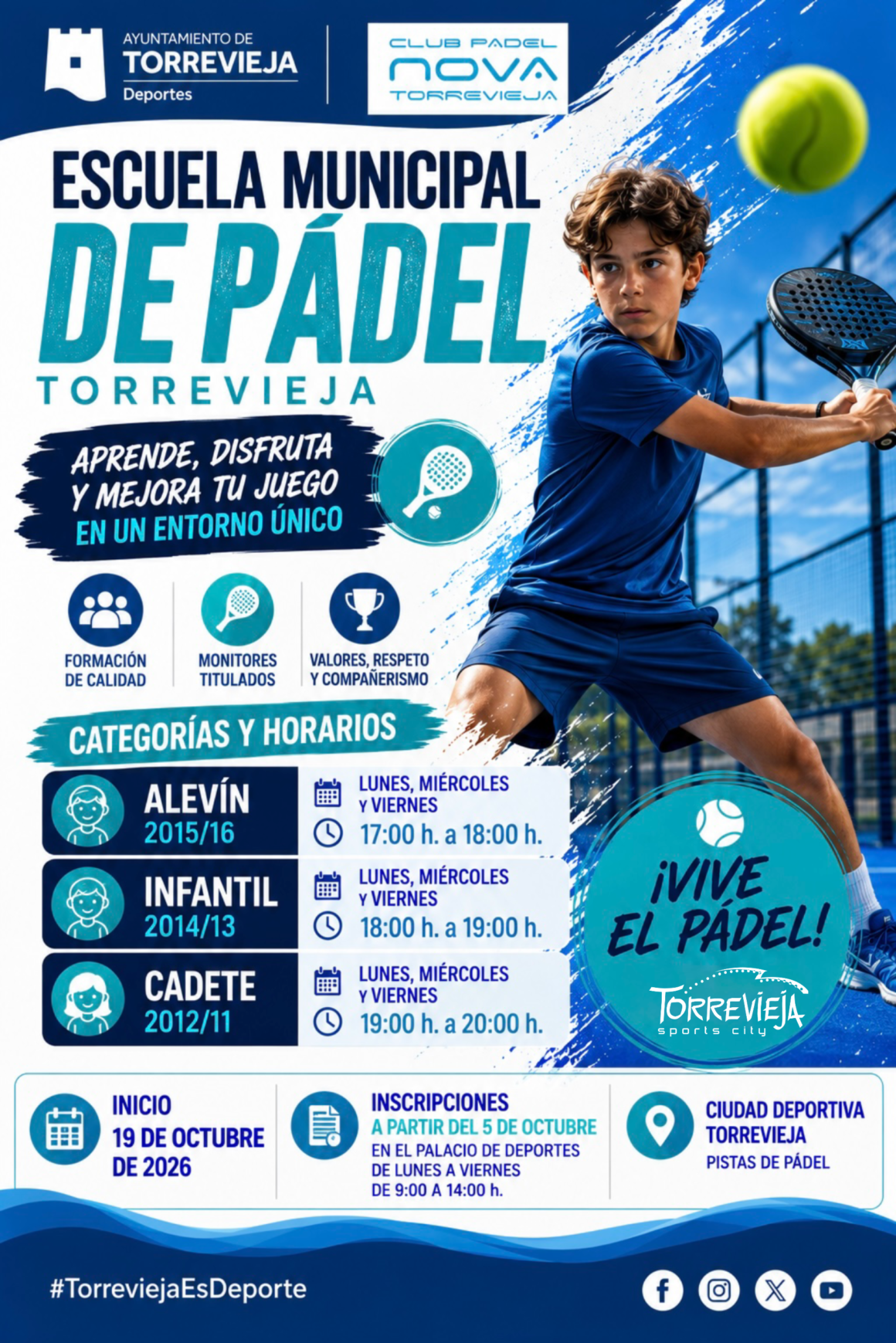 🚴♂️ COMIENZA LA ESCUELA MUNICIPAL DE PÁDEL DE TORREVIEJA 🚴♀️ 🚴♂️ COMIENZA LA ESCUELA MUNICIPAL DE PÁDEL DE TORREVIEJA 🚴♀️