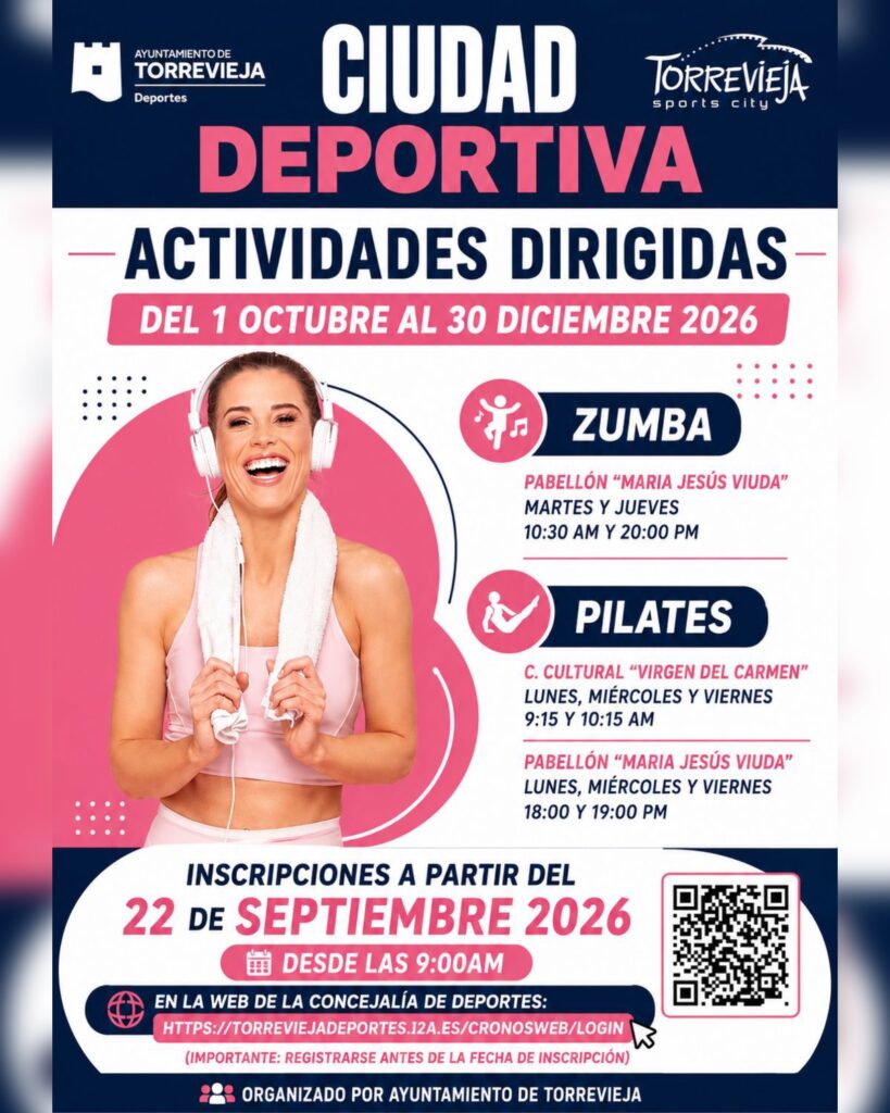📣 ACTIVIDADES DIRIGIDAS MUNICIPALES EN LA CIUDAD DEPORTIVA DE TORREVIEJA!!🏃♂️💃💪🏻